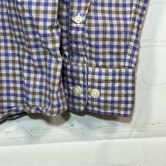 Johnnie-O Check Plaid Button Up Shirt Mens Size Small Purple Brown Cotton - Picture 6 of 14